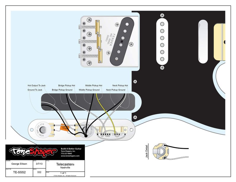 ToneShaper Guitar Wiring Kit, For Fender Telecaster, SSS2 (Nashville Wiring) - Image 3